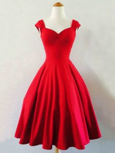 Suitable Mini Length Red Quinceanera Court Dresses Straps Sleeveless Lace Up