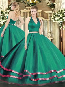Extravagant Dark Green Sleeveless Tulle Zipper Quinceanera Dress for Military Ball and Sweet 16 and Quinceanera