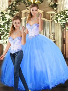 On Sale Sweetheart Sleeveless Tulle Sweet 16 Quinceanera Dress Beading Lace Up