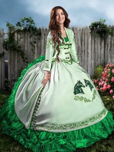 Comfortable Floor Length Ball Gowns Sleeveless Green Quinceanera Dress Lace Up