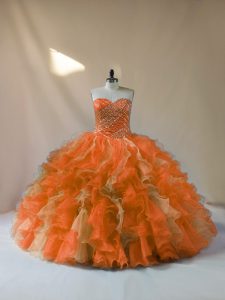 Ball Gowns Quinceanera Dresses Multi-color Sweetheart Organza Sleeveless Floor Length Lace Up