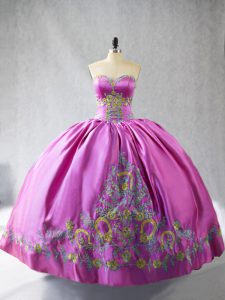 Stunning Rose Pink Sweetheart Lace Up Embroidery Vestidos de Quinceanera Sleeveless