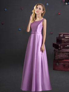 Adorable Lilac Quinceanera Dama Dress Prom and Party and Wedding Party and For with Bowknot Square Sleeveless Zipper