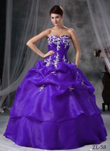 Sweetheart Organza Quinceanera Gowns with Appliques in Queanbeyan NSW