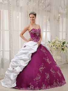 Purple and White Quince Dresses with Embroidery and Pick-ups in Francesville