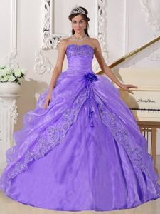 Strapless Organza Embroidered Lilac Sweet 16 Dresses with Beading in Bryan
