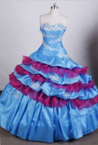 Appliques and Beading Sweetheart Blue Quinceanera Dress in Teresina Brazil