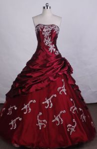 Beading and Appliques Strapless Red Quinceanera Dress in Navolato Mexico