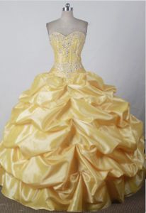 Sweet Yellow Sweetheart Beadings Quinceanera Dresses in Addison with Pick-ups
