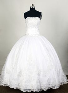 White Ball Gown Appliqued Sweet Sixteen Quinceanera Dresses Factory