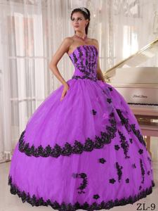 Sassy Purple Sweet Sixteen Dresses with Appliqued Bodice and Lace Hemline