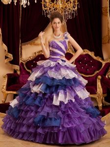 Multi-color Ruffled Layers Quince Dresses with Jewelry near Hurricane WV