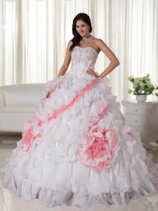 2013 Latest Sweetheart Appliques White Quinceanera Dress with Court Train