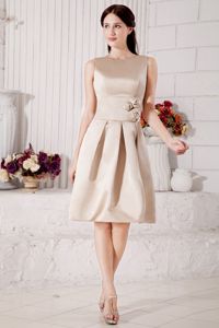 Modest Champagne Bateau Party Dama Dresses with Hand Flowers in Seattle