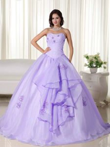 Lilac Ball Gown Quince Dresses with Embroidery in Mendoza Argentina