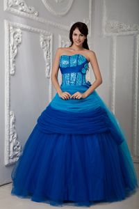 Customer Made Two-Toned Sweet Sixteen Dress with Paillette and Flowers