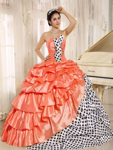 Multi-color Quinceanera Gown Dresses with Polka Dots and Pick-ups