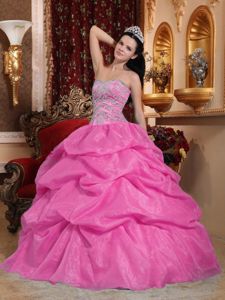Rose Pink Sweetheart Organza Beading Sweet Sixteen Quince Dress in Eugene