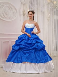 Blue and White Pick Ups and Diamonds Dress For Quinceanera near Pullman