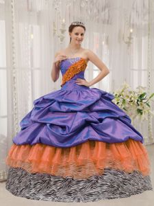 Top Multi-color Pick Ups and Zebra Layers Quinceanera Dress in Coupeville
