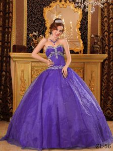 Paillettes and Embroidery Sweetheart Purple Sweet 16 Dresses in Richland