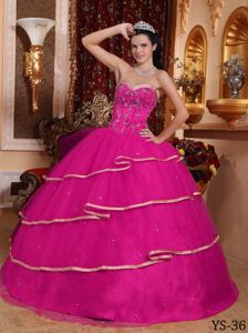 Fuchsia Sweetheart Floor-length Quinceanera Dress with Beading in Madison