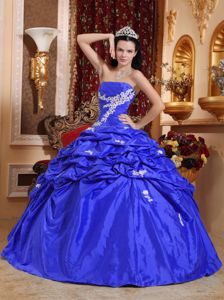 Blue Strapless Floor-length Appliques Dresses For 15 in Colombia