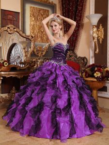 Multi-Color Ruffle Beading Floor-length Sweet 15 Dresses in Chile