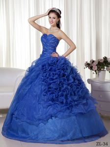 Sweetheart Blue Floor-length Quinceanera Gown with Beading and Ruffles