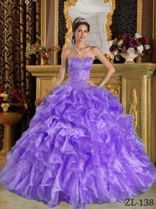 Purple Ball Gown Sweetheart Ruffles Organza Quinceanera Dress in Asheville