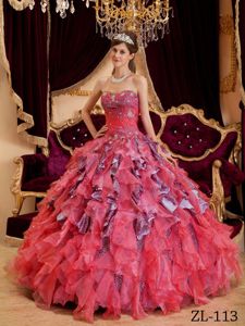 Colorful Sweetheart Beading Leopard and Organza Sweet 15 Dresses in Williamsville