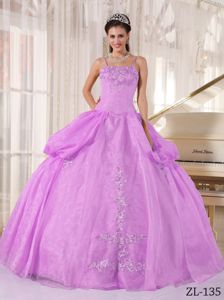 Lavender Spaghetti Straps Floor-length Quinceanera Dresses with Appliques