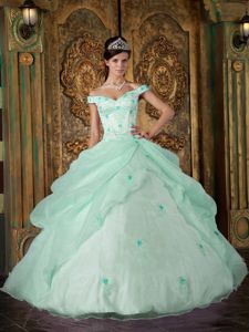 Apple Green Off The Shoulder Floor-length Sweet 16 Dress in Canoga Park