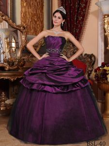 Ruche Diamonds and Pick Ups Purple Quinceanera Gown Dresses on Sale