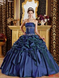 Floor-length Strapless Pick-ups and Embroidery Purple Quinceanera Dress in Milwaukee