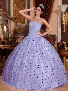 Sweetheart Floor-length Tulle Sequined Quinceanera Dress in Lilac in Cauquenes