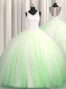 Glorious See Through Zipple Up Zipper Sweet 16 Dresses for Military Ball and Sweet 16 and Quinceanera with Beading and Appliques Brush Train