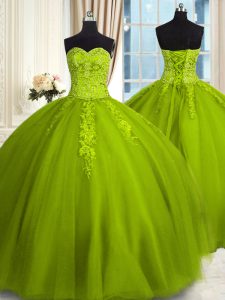 Customized Sleeveless Embroidery Lace Up Quinceanera Gowns