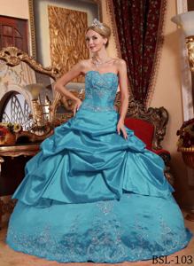 Teal Sweetheart Taffeta Embroidery with Beading Quinceanera Dress in Rockville