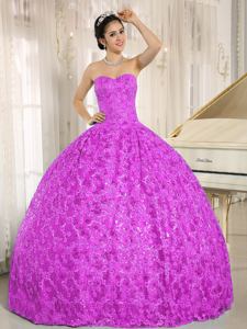 Rose Pink Sweetheart Embroidered Tulle Quinceanera Dress with Sequins in Smyrna