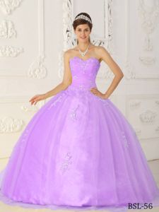 Lilac Sweetheart Puffy Dress For Quinceanera with Appliques in Gillette WY