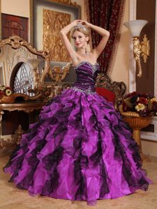 Multi-Color Sweetheart Organza Beading and Ruffles Sweet Sixteen Dresses