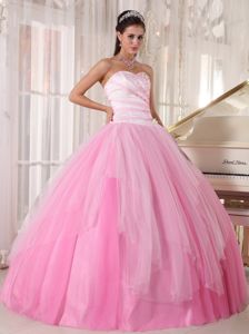 Pink Beaded Tulle Sweetheart Quinceanera Dress Gown in Villa Rosario