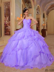 Layered Purple Organza Beading Quinceanera Dress in Ciudad del Este