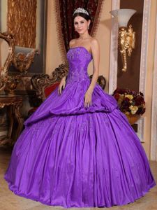 Appliques Strapless Purple Beaded Dress for Quinceanera in Izabal