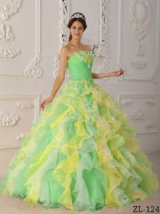 Handmade Flowers and Pieces Ruffles Dress for Quinceera in Brest France