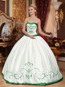 Perth WA White and Green Ball Gown Embroidery Sweet Sixteen Dress