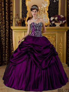 Taffeta Purple Sweetheart Quinceanera Dress with Embroidery 2013