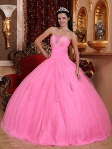Beading Decorate Rose Pink Strapless Dress For Quinceanera in Camden